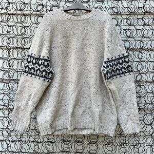 Vintage Eddie Bauer oatmeal granola fair isle Gorpcore wool crewneck sweater XL